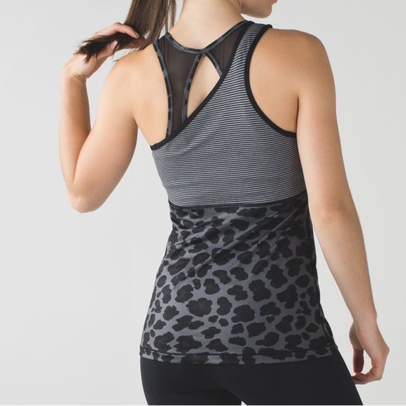 Lululemon Meshed Up Tank Top Mini Pop Stripe Heathered Slate Black  Size 4 - Picture 13 of 13